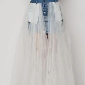 Fashion Nova Tulle Maxi Skirt with Mini Denim Skirt